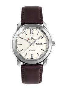 GUSALAI GUSALA 1pc Boxed Men's Niche Premium Minimalist Square Case Casual Business PU Leather Strap Watch, Suitable For Daily Wear, Holiday Gift, Christmas, Year-End - Brown - View 6