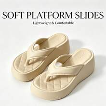 7CM Women's Thick Sole Soft Bottom Lightweight Summer Slippers, Premium Casual Vacation Style Thick Sole Wedge Flip Flops For Beach - Khaki - View 5