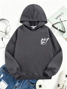 Street Skateboard Boy Sweatshirt, Madness Cartoon Bear Skateboard Back Print Soft Autumn/Winter Campus Top - Dark Grey - View 2