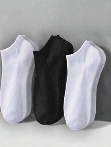 1/5/10/15/20 Pairs Women's Cotton Boat Socks, Invisible Low-Cut Short Socks For Girls, Mesh Breathable Holes, Moisture-Wicking Soft All-Season Commute & Sports Socks, Black/White/Grey Random Colors - Multicolor - View 9