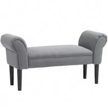 Bed Bench, Upholstered Bench, Seating Bench, Bedroom Entryway Bench, Max Load 130 Kg, Voile Fabric, Dark Grey, 102 X 36 X 51 Cm - Dark Grey - View 1