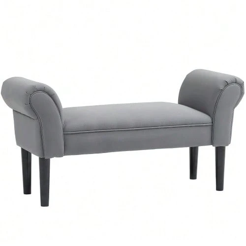 Bed Bench, Upholstered Bench, Seating Bench, Bedroom Entryway Bench, Max Load 130 Kg, Voile Fabric, Dark Grey, 102 X 36 X 51 Cm - Dark Grey - View 1