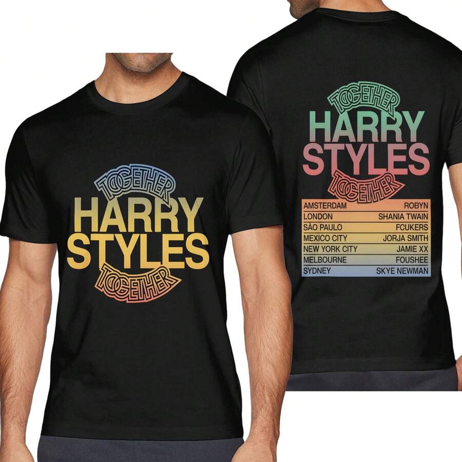 Harry StylesAAA Tour 2026 T-Shirt, 2 Sided Concert Tee - Black - View 1