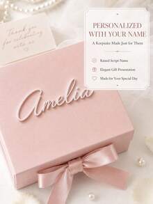 1pc Customized Name Gift Box, Personalized Text Luxury Gift Box With Ribbon, Magnetic Closure Bridesmaid/Proposal Box, Empty Gift Box, Birthday Gift - Multicolor - View 5