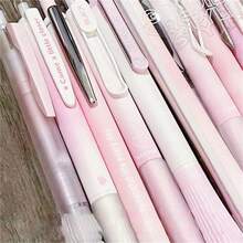 10pcs Sunset Pink Neutral Pens Set, Clear Student Exam Pens, Durable Black Ink, Back To School - A - View 5