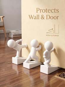 Funny Kung Fu Character Design Door Stopper, Non-Slip Door Wedge, Wall And Floor Protector, Easy To Install, Suitable For Pets, Home And Office, Keeps Door Open, Home Decor Desktop Ornament, Cute Door Stopper - Multicolor - View 1