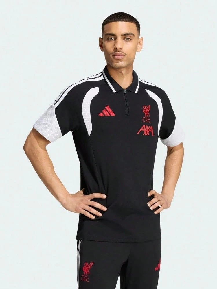 Adidas Men's LFC POLO Knitted Collar Short Sleeve T-Shirt BK5793 - Black and White - View 1
