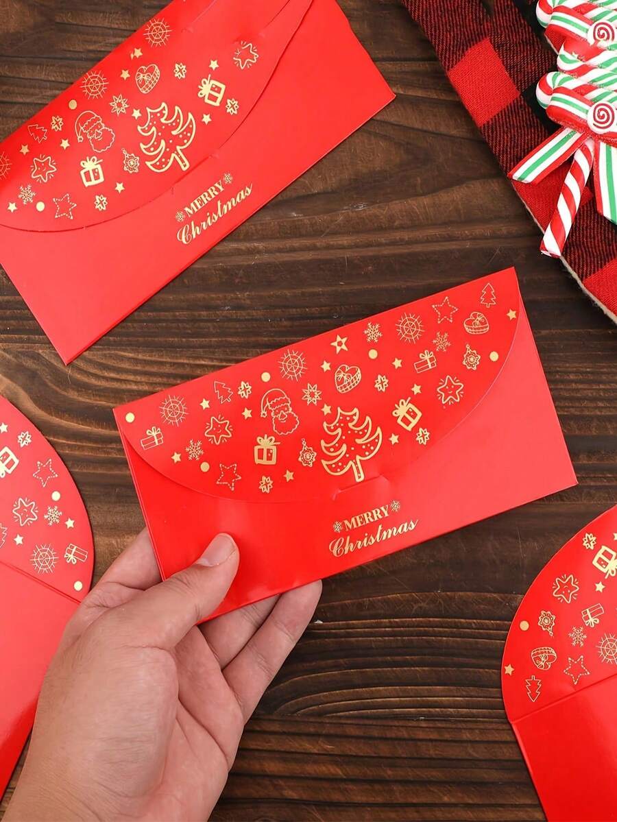 10/6/3pcs Gift Envelopes, Christmas Cash/Money Envelopes, Gold Foil Design Party/Holiday/New Year/Family/Friends Money Envelopes, Red Envelopes, Suitable For Chinese New Year Decoration, Giving Red Envelopes And Unique Collectibles - Multicolor - View 1