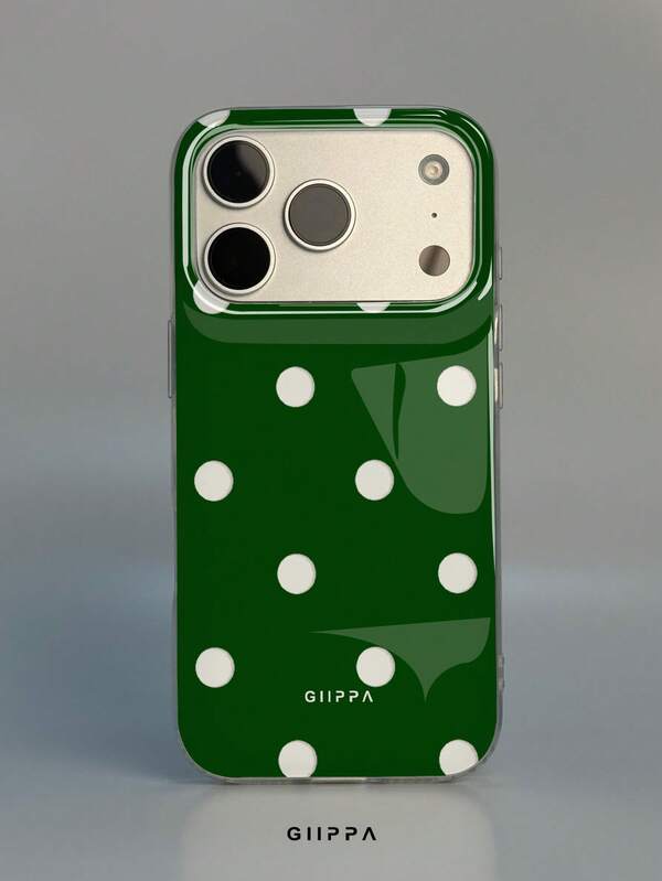 GIIPPA 1pc Green Hollow Polka Dot Pattern Design, Phone 17 Pro Max Phone Case, Compatible With Phone 16 Pro Max, 15 Pro Max, 14 Pro Max, Korean-Style High-End Fashionable And Fun Phone Case, Compatible With 11/12/13/14/15/16 Pro Max Plus, Elegant Design Suitable For Men And Women, Perfect Gift For Girlfriend On Christmas, Valentine's Day, Easter, Wedding Season And Birthday!