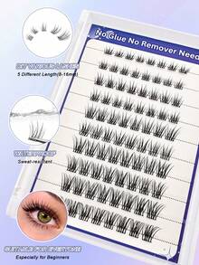 60pcs Self-Adhesive C-Curl Eyelashes, 8-16mm Length, No Glue Needed, No Makeup Removal, DIY Eyelash Extension, False Eyelash Clusters, Create Natural And Extended Eyelashes - View 5