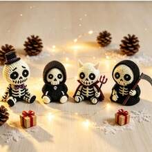 3D Beaded Skull DIY Kit 4pcs Cute Skull Pirate Skull Halloween Mini Skull Beaded Handmade Set Includes Full Accessories Beads Thread Detailed Instruction Manual Handmade Spooky Decor Adult Beginner Home Desktop Holiday Party Ornament DIY Art Craft - View 2