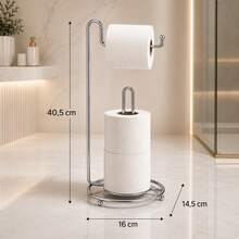 Suporte Porta Papel Higiênico De Chão 3 Rolos Organizador Banheiro Aramado Chão Moderno Compacto Resistente - Visão 4