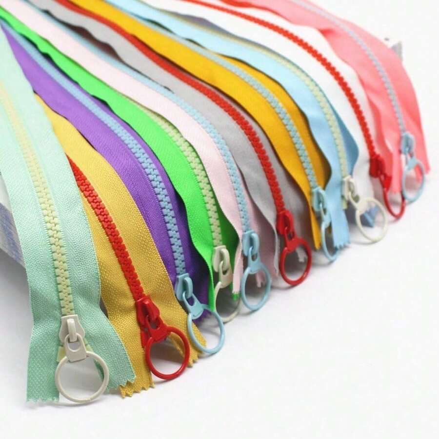 (10 buah) Dompet Pensil Tote Kecil Warna-warni dengan Resleting Resin 3# Pengunci Otomatis Gaya Blok Warna (Dikirim Secara Acak) - Beraneka warna - View 1