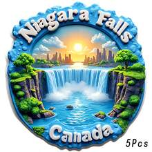 Canada Niagara Falls Round Water Mist & Emerald Cascade Magnet, Thunderous Convergence Sunset Glow, Suitable For All Metal Surfaces Souvenir For The Whole Family - A - View 7