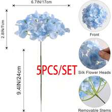 5/12/150pcs Artificial Hydrangea Flowers, Faux Hydrangea With Stems And Artificial Flower Heads, Suitable For Home Wedding Party, Wreath, Bridal Bouquet Decoration, Kitchen Accessories, Bathroom Accessories, Home Decor - Blue - View 8