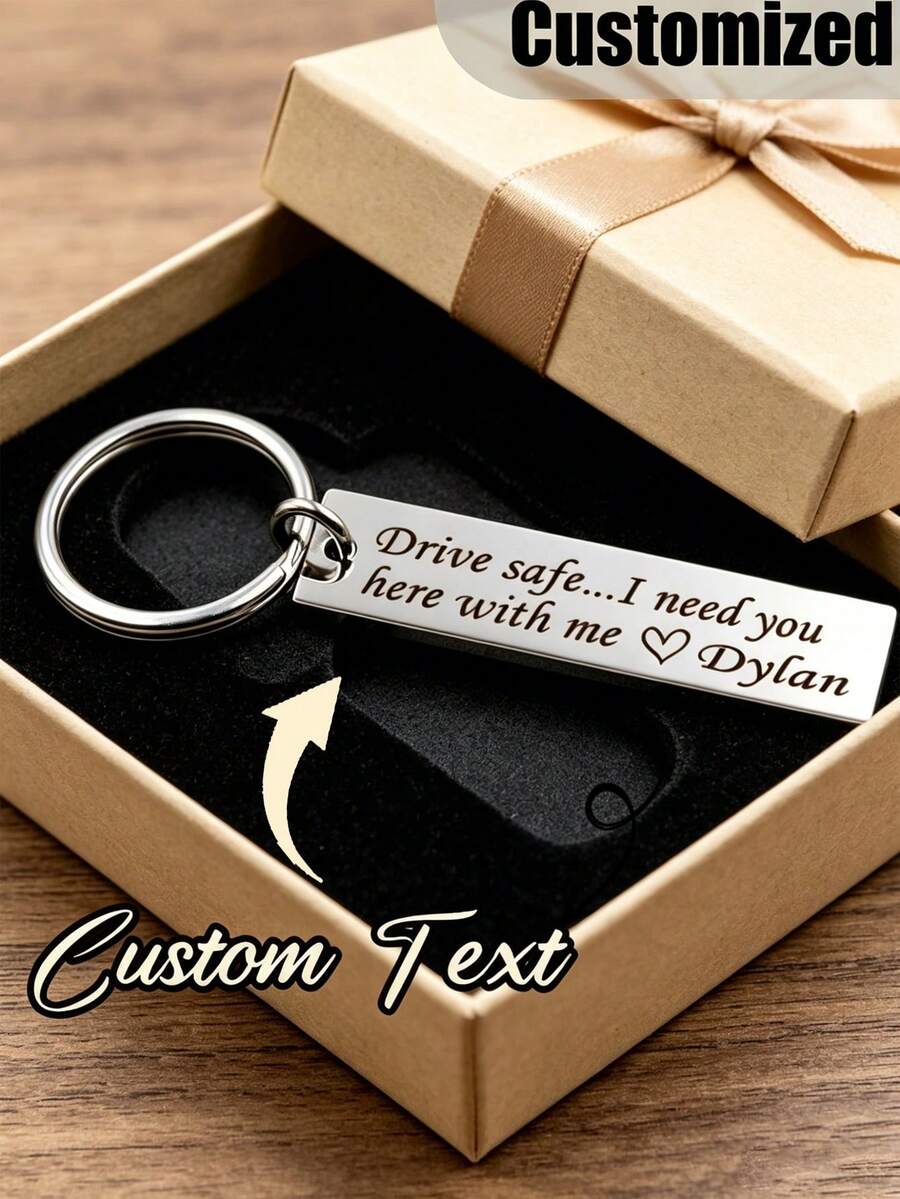 Customized Keychain, Customized Music Code Keychain, Couple Personalized Keychain, Personalized Laser Engraved Keychain, Personalized Fashion Couple Keychain, Driving Keychain, Keychain For Boyfriend, Gift For Him, Gift For Girlfriend, New Driver, Husband, Wife, Friend, Personalized Gift For Men And Women, Personalized/Customized Keychain, Christmas Ornament, Customized Keychain And Accessories - Multicolor - View 1