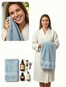 Optional 1pc/4pcs Towel Set/4pcs Small Square Towel, Terry Cotton-Absorbent Material-Suitable For Bathroom, Facial Care, Hand And Body Wiping, Home Decor, Kitchen Decor, Back To School Season, Autumn Decor - Baby Blue - View 8