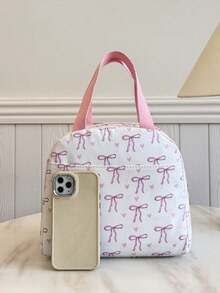 Student Portable Insulated Lunch Bag, Thickened Cute Fruit Lunch Tote With Bow And Heart Pattern - Multicolor - View 2