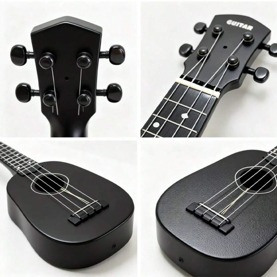 Musical Instrument, Accessories, Guitar, Toy Guitar, Suitable For Beginners And Guitar Enthusiasts To Practice, 4-String, Tunable, Suitable As A Gift For Boys And Girls, Birthday Gift, Guitar Model, Entertainment Instrument, White, Black