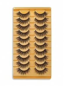 10/7 Pairs 15mm Cross-Style Extended Outer Corner False Eyelashes - Black - View 7