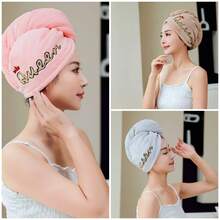 1-3 buah Topi Pengering Rambut Panjang Wanita QUEEN Bordir Baru, Tebal, Sangat Menyerap, Lembut dan Nyaman. - MultiWarna - View 8