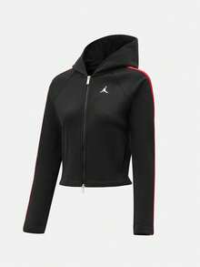 Jordan Sweatshirt Rajut Wanita AS W J BRK FLC FT FZ PO TAPE IM6971-010 - Hitam - View 1