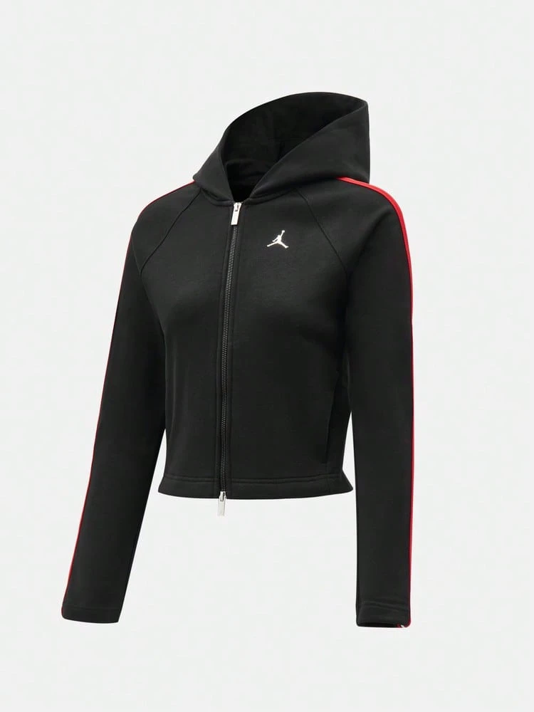 Jordan Sweatshirt Rajut Wanita AS W J BRK FLC FT FZ PO TAPE IM6971-010 - Hitam - View 1