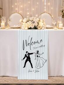 Customized Wedding Table Runner, Suitable For Bridal Shower, Engagement Dinner, Anniversary Decoration, Housewarming Gift Table Decor - Multicolor - View 1