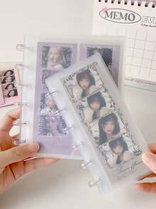 1pc Life 4-Grid Loose-Leaf Card Album Student Sticker Storage Mushroom Snap Photo Album Idol 4-Grid Photo Album - A - View 2