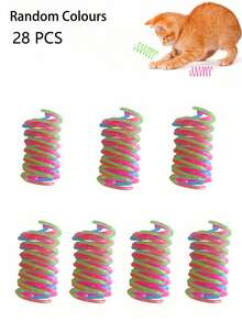 3/7/11/20/31pcs Glowing Spring Indoor Cat Toy Set, Spiral Design, Jelly Color Interactive Kitten Toys, Suitable For Chasing, Playing And Exercising, Providing Nighttime Interactive Entertainment For Cats - Multicolor - View 19