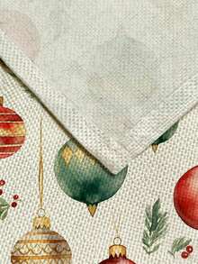 1pc Christmas Series Pattern Printed Table Runner, 4pcs Christmas Pattern Printed Placemats, Suitable For Holiday, Party, Birthday, Dinner, Kitchen Dining Table Decoration, All-Season Room Decor, Home Textile Decoration Table Runner - Multicolor - View 3