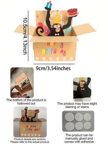 1/3 buah Kartu Ulang Tahun Pop-Up 3D Lucu, Kartu Ulang Tahun Monyet Lucu dengan Desain Pop-Up 3D, Bagian Belakang Kosong untuk Menulis, Termasuk Amplop/Pegangan, Juga Cocok Sebagai Dekorasi Pesta Ulang Tahun atau Kartu Natal (Perlu Dirakit, Termasuk Video Instruksional) - Beraneka warna - View 10