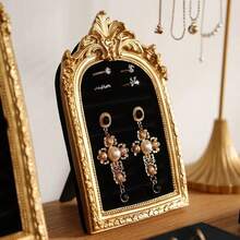 Vintage Resin Scroll Velvet Jewelry Storage Rack, Vintage Picture Frame Scroll Ring Tray, Necklace And Earring Display Prop, Home Decor Art, Holiday Gift, Jewelry Tower, Earring Holder, Jewelry Storage, Classic Jewelry Prop, Vintage Design - Multicolor - View 9
