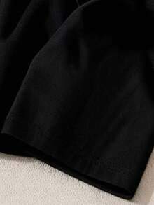 Kaos Lengan Panjang Wanita Arsip Tekstur Usang Cetak Kata Bahasa Inggris Gaya Vintage Amerika Musim Semi/Musim Gugur Kerah Bulat Potongan Longgar 100% Katun Murni - Hitam - View 4