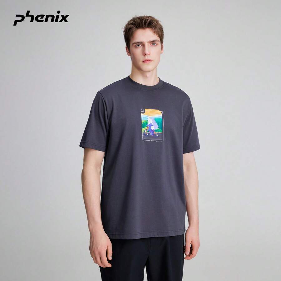 +Phenix Outdoor Casual T-Shirt Unisex 2026SS New Cool-Touch Printed Crew Neck Knitted Short Sleeve - Mystic Purple - View 1