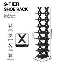 6/9-Tier Freely Combinable DIY Foldable Shoe Rack, Space-Saving Heavy-Duty Storage For Entryway, Bedroom & Dorm. Stable Wobble-Free Narrow Gap Vertical Shoe Shelf, Free Shoe Horn Included - View 14