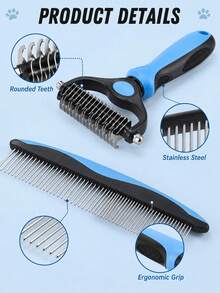 Conjunto de Escova de Tosa e Pente de Metal para Desembaraçar, Profissional para Tosa e Desembaraçar Pelos de Cães e Gatos, Adequado para Animais de Estimação de Pelos Longos e Curtos, Gato, Acessórios para Gatos, Cachorro, Coisas para Gatos, Coisas para Cachorros, Acessórios para Cachorros, Escova de Cabelo, Cuidados com o Cabelo, Natal, Halloween - Multicolorido - Visão 5
