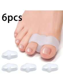 6Pcs Soft Silicone Toe Separators Double Loop Design, Bunion Overlapping Toe Corrector Protector Pads, Washable Reusable Foot Care Toe Spacers, Comfortable Wearable With Shoes Day Night Use Unisex Foot Care Supplies - Multicolor - View 2