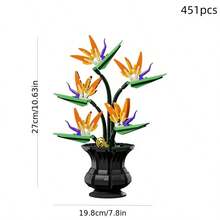 500+Pcs Assorted Building Block Flowers, Magnolia Bouquet, Exquisite Building Block Flower Set, Realistic Floral Arrangement, 500+Pcs Bagged, DIY Indoor Decor Ornament, Everlasting Flowers, Suitable For Warm And Romantic Bouquet - Three-color Building Block Vase - View 11