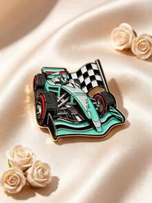 1pc Racing F1 Car Brooch, Cool Lapel Pin, Unisex, Backpack Decoration Pin, Street & Campus Style, Jacket & Bag Daily Casual Outfit Accessory - Green 4 - View 4