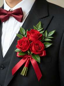 3/18pcs Velvet Rose Artificial Bridal Bouquet, Faux Floral Decoration, Artificial Roses, Suitable For Valentine's Day Gift, Wedding Party, Home Decor, Birthday Gift, Indoor And Outdoor Decoration, Vase Arrangement - Bright Red - View 5