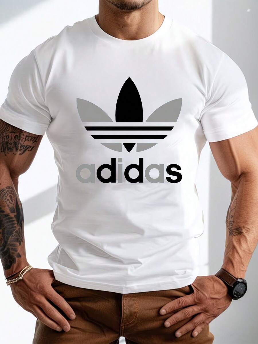Men's Pure Cotton Casual Short-Sleeve T-Shirt Summer Breathable Everyday Basic Tee - 白色 - 查看 1