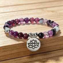 1 Pc Of Yoga Zen Style Simple And Versatile Lotus Pendant Bracelet For Men And Women To Pray For Blessings And Protect Themselves Buddha Bead Bracelet - Multicolor - View 9