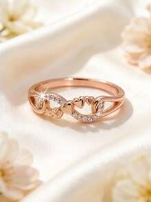 1pc Fashion Romantic Infinity Symbol Heart Shaped Women's Ring, Valentine's Day Gift, Suitable For Date And Confession - Rose Gold - View 2
