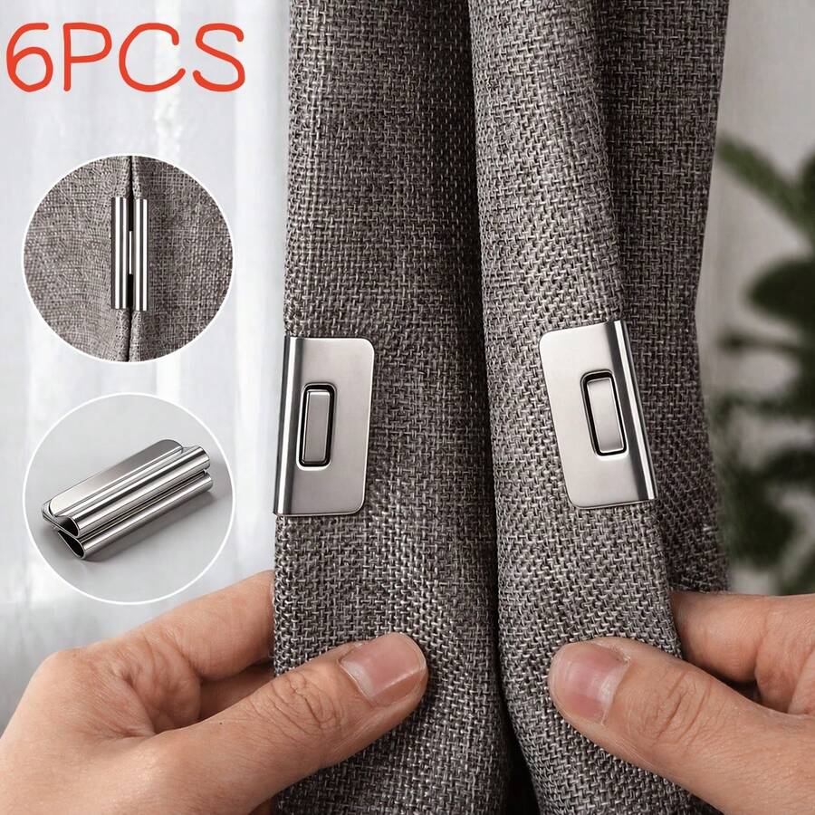 6 cái kẹp rèm, chất liệu kim loại cao cấp, dễ lắp đặt và bền bỉ, phụ kiện thiết yếu cho gia đình - 6 cái - Xem 1