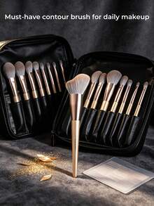 GUOXIAONIU Contour Makeup Brush, Dense Soft Fluffy Bristles, Multi-Purpose Daily Contouring Brush For Cheekbones Jawline Hairline Collarbone - Champagne Gold - View 8