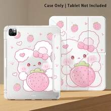 White Rabbit, Strawberry And Heart Pattern Painted Effect Tablet Protective Case With Stand, Compatible With Honor 8/9/10/X8/X8A/X9/X8Pro/X9Pro/ MatePad Se 11 Inch/MatePad 11 Inch/11.5 Inch/MatePad Pro/Apple 10th/11th Gen 2025 (A16)/ Galaxy Tab A7/A9 And Other Popular Models - Style 17 - View 6
