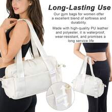 Unisex Sports Duffel Bag, Portable Weekend Travel Carry Bag For Workout & Short Trips - White - View 3