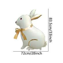 33 Inch Bow Rabbit Shaped Balloon, Birthday Party Celebration Decoration, Holiday Party Atmosphere Decor, Indoor Outdoor Room Scene Arrangement - Multicolor - View 5
