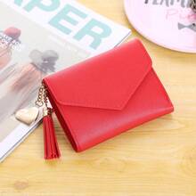 Custom Engraved Tassel Heart Pendant Wallet, Personalized Tri-Fold PU Leather Short Wallet With Name/Letter, Cute Envelope Card Holder For Women And Girls, Ideal Valentine's Day And Birthday Gift - Multicolor - View 11